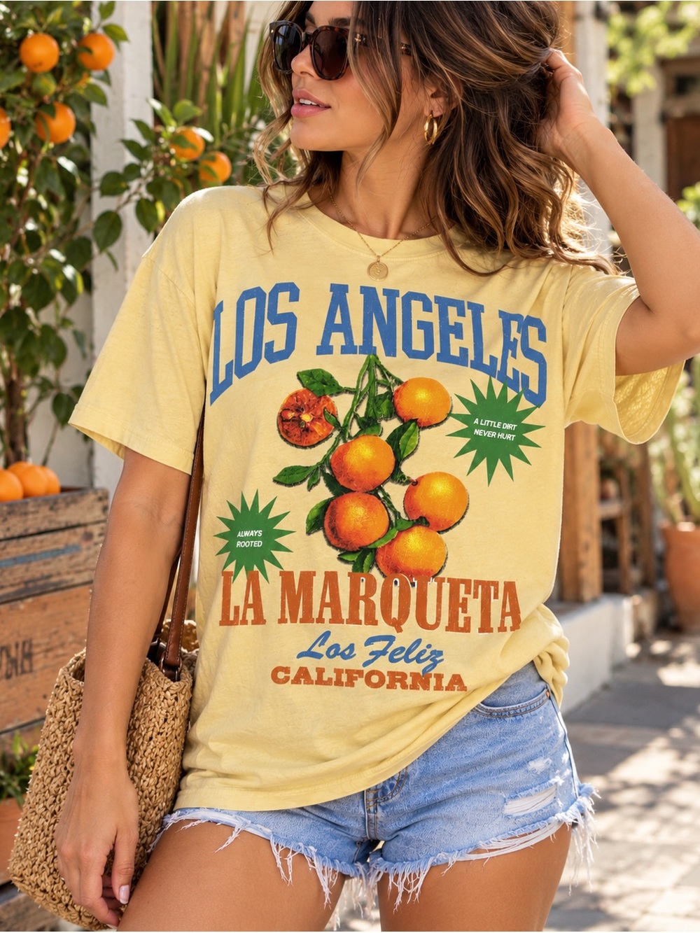 Los Angeles Los Feliz Orange Graphic Oversized Tee Size M